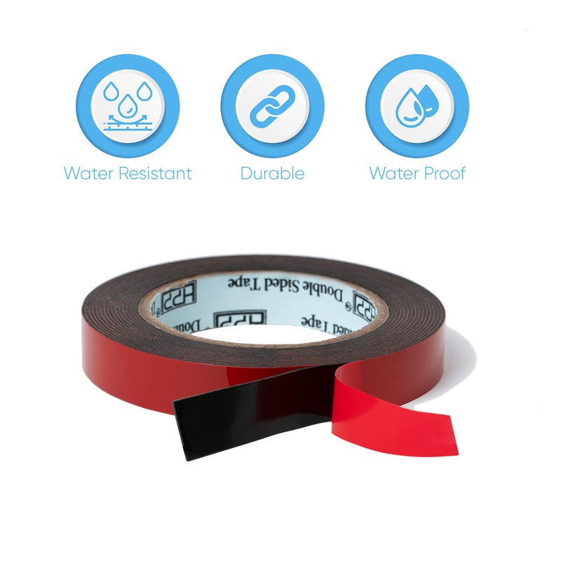 HpP شريط لاصق مزدوج الجوانب HPP، شريط قوي وعالي التحمل للاستخدام الداخلي والخارجي (0.75 بوصة × 16 قدم) - Image 5